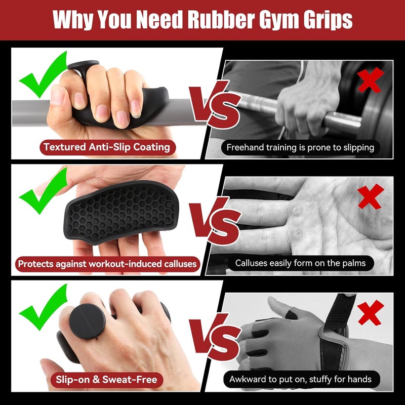 HUAFA Anti-Slip Workout Grips, Gym Grips Weight Lifting Grips Pads, Ergonomics Weight Lifting Gloves for Men Women Deadlift, Fitness Training and Exercise, Gym Grips Pads for Palm Protection - Image 4